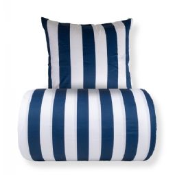 Sengetøj - 100% bomuldssatin - Nordic Stripe - Brede blå striber