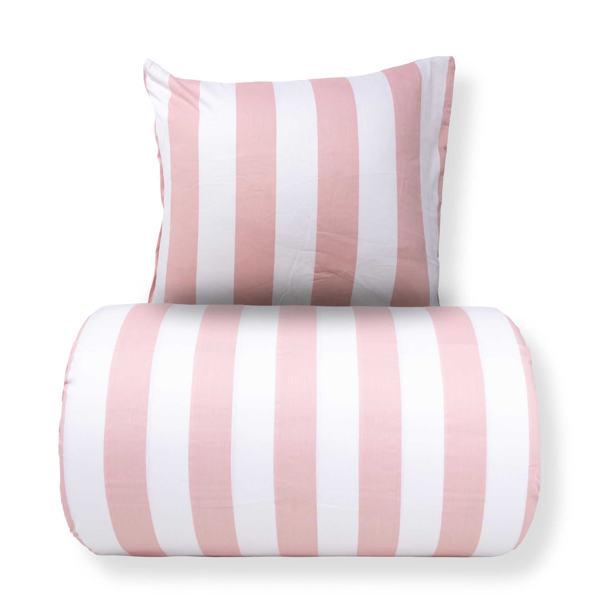 Sengetøj - 100% bomuldssatin - Nordic Stripe - Brede lyserøde striber