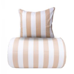 Sengetøj - 100% bomuldssatin - Nordic Stripe - Brede naturfarvet striber