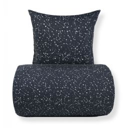 Sengetøj - 100% Bomuld - Zodiac black - Vendbart med stjerner 