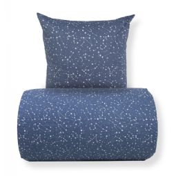 Sengetøj - 100% Bomuld - Zodiac blue - Vendbart med stjerner 