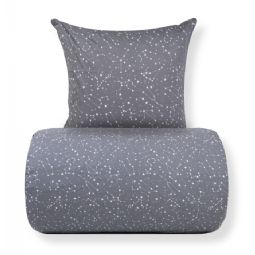 Sengetøj - 100% Bomuld - Zodiac grey - Vendbart med stjerner 