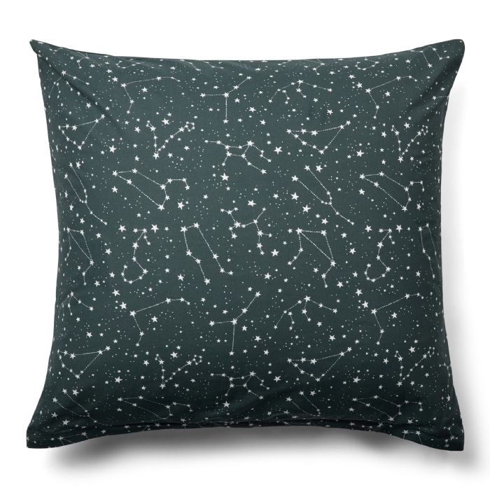  Pudebetræk - 60x63 cm - Hovedpudebetræk i 100% bomuld - Zodiac grøn - Stjernebillede - Borg Living
