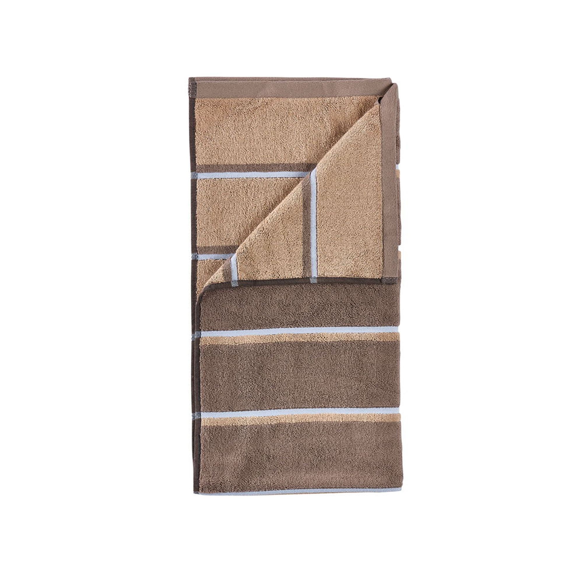 Håndklæde - 100% bomuld - Badehåndklæde 70x140 cm - Zone Denmark Sauna - Stribet Taupe billede