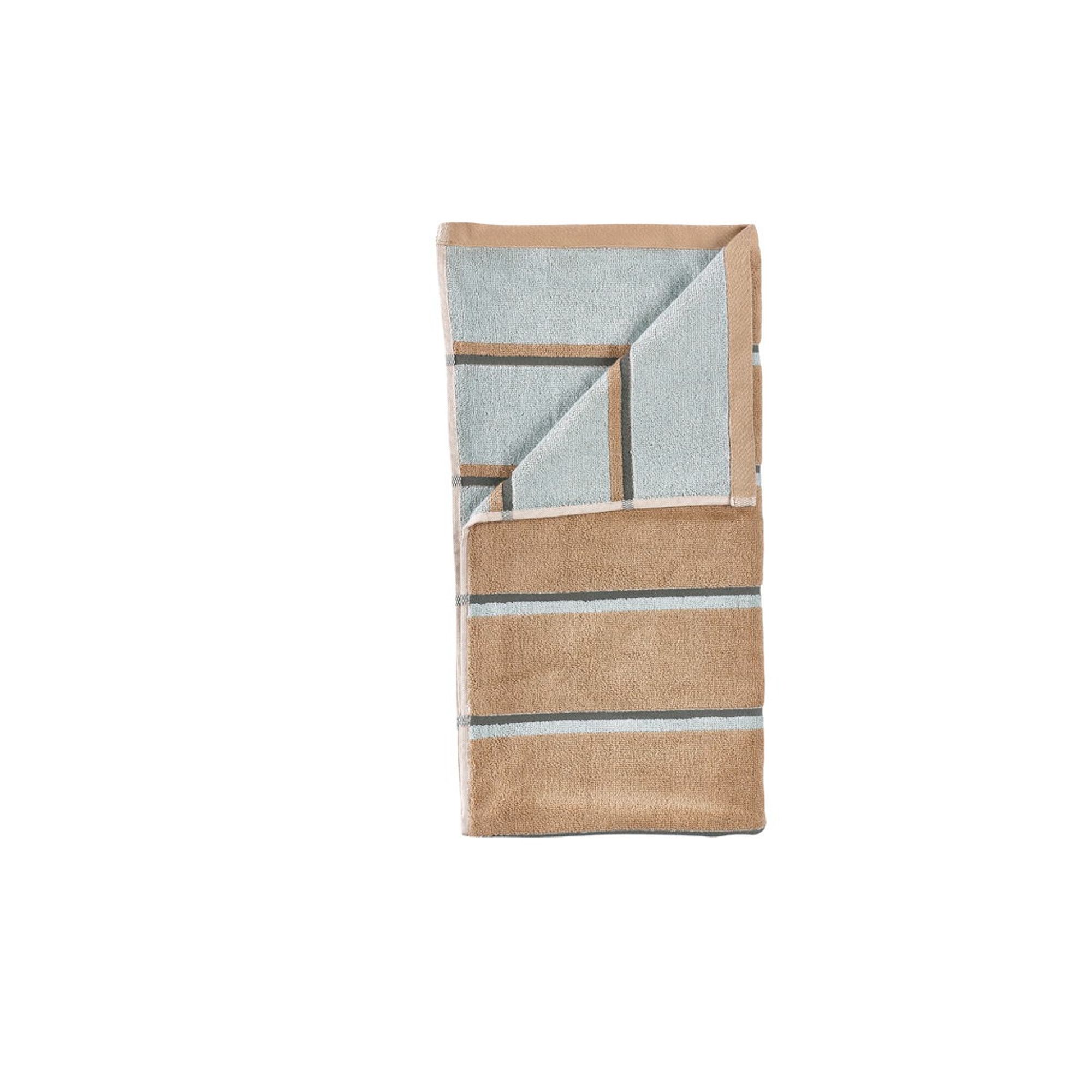 Håndklæde - 100% bomuld - 50x100 cm - Zone Denmark Sauna - Stribet Camel billede