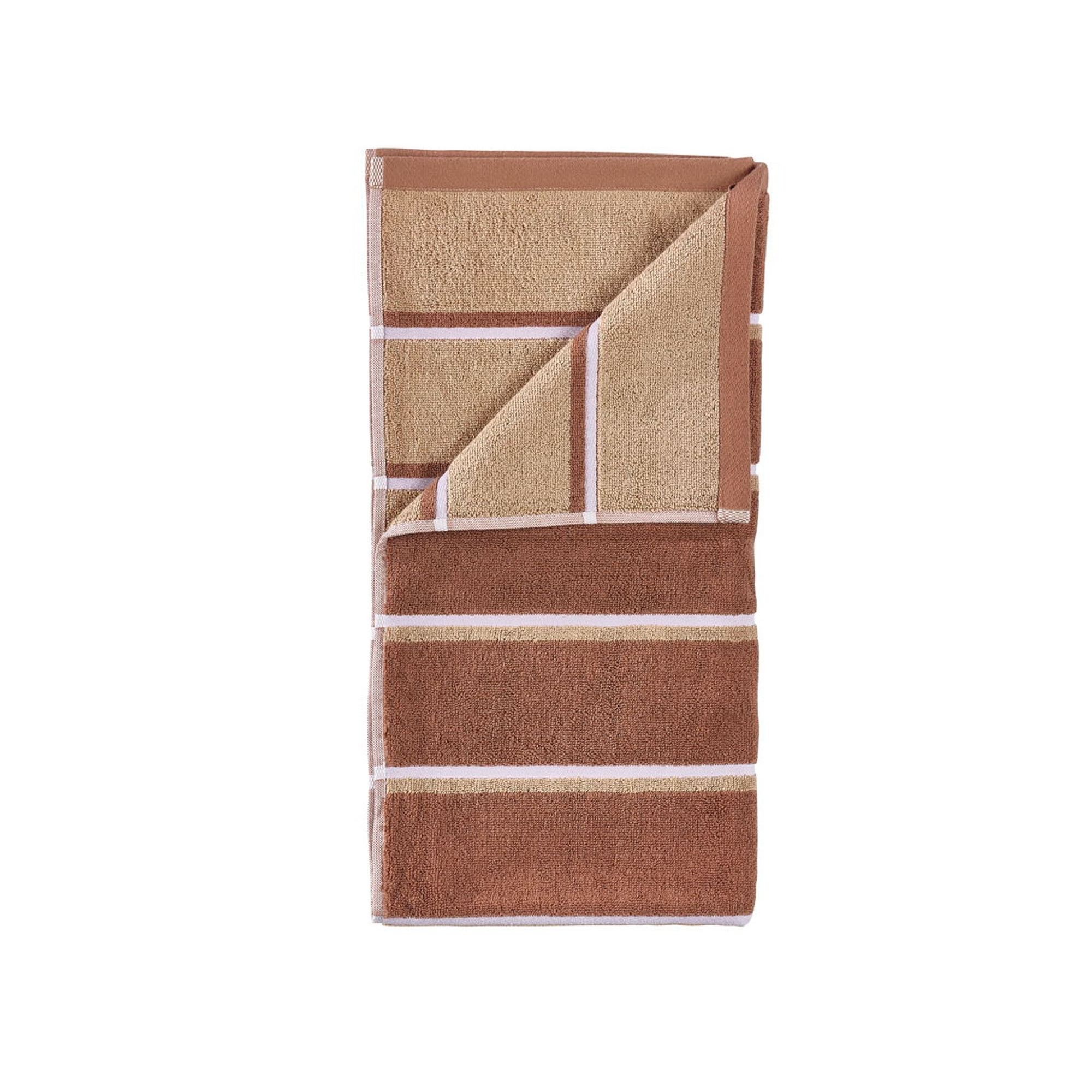 Håndklæde - 100% bomuld - Badehåndklæde 70x140 cm - Zone Denmark Sauna - Stribet Terracotta billede