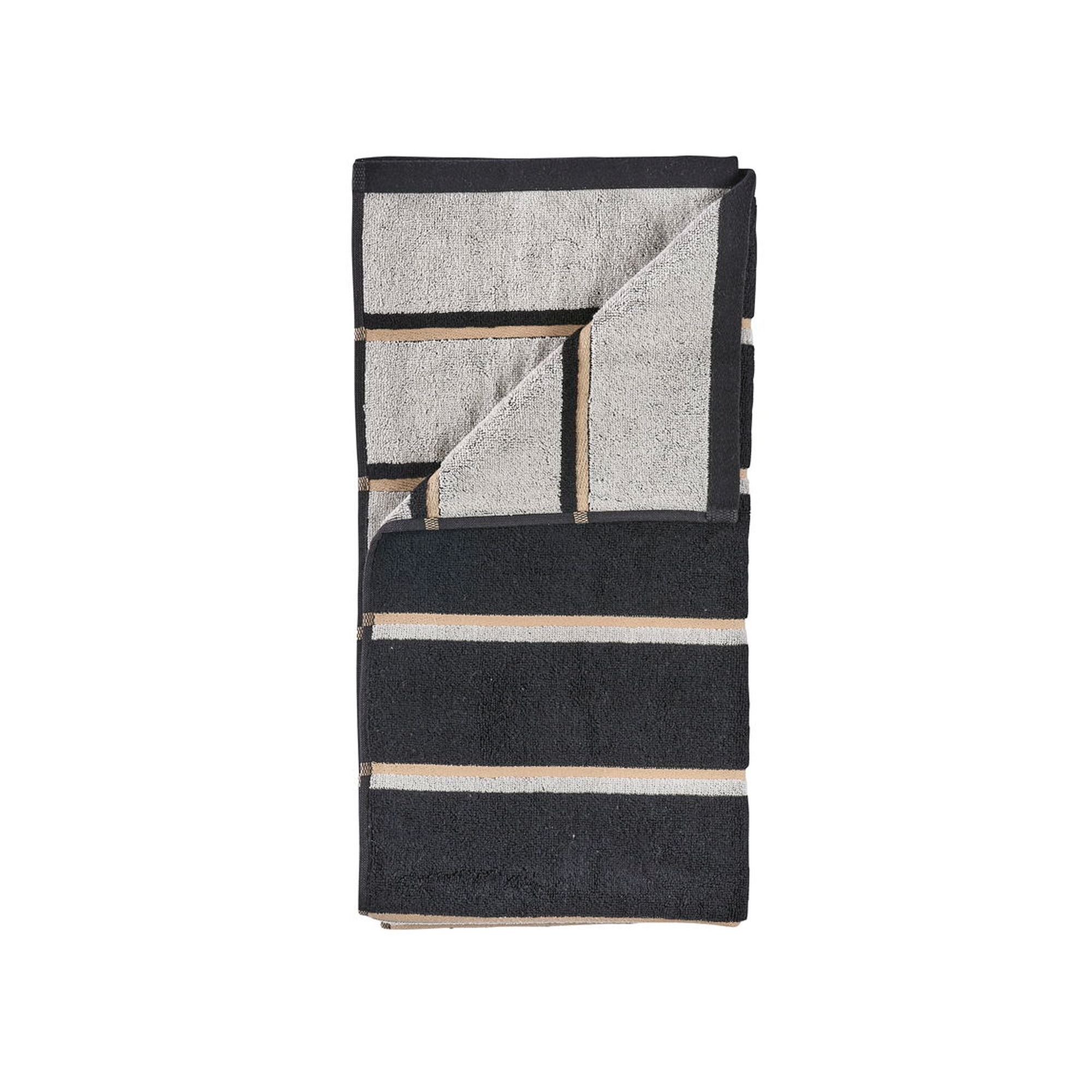 Håndklæde - 100% bomuld - Badehåndklæde 70x140 cm - Zone Denmark Sauna - Stribet Black billede