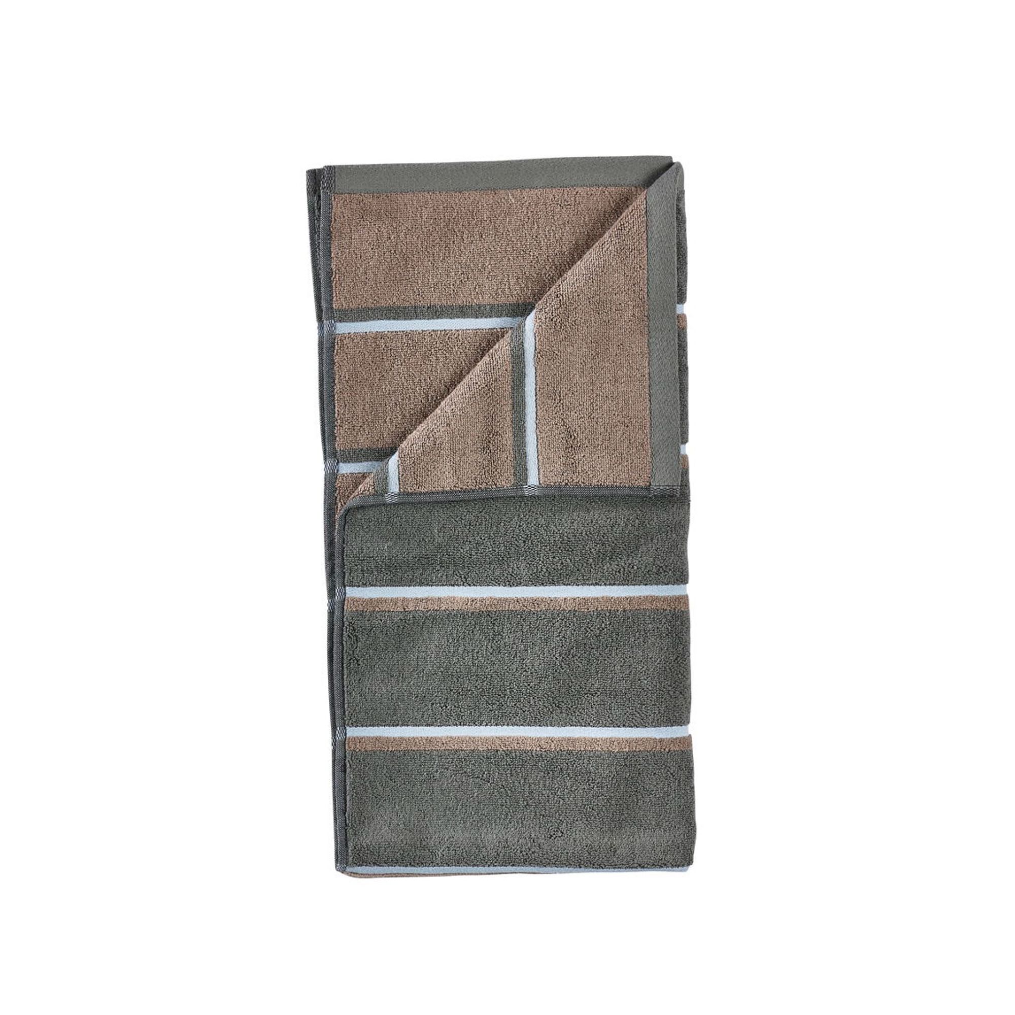 Håndklæde - 100% bomuld - Badehåndklæde 70x140 cm - Zone Denmark Sauna - Stribet Olive Green billede