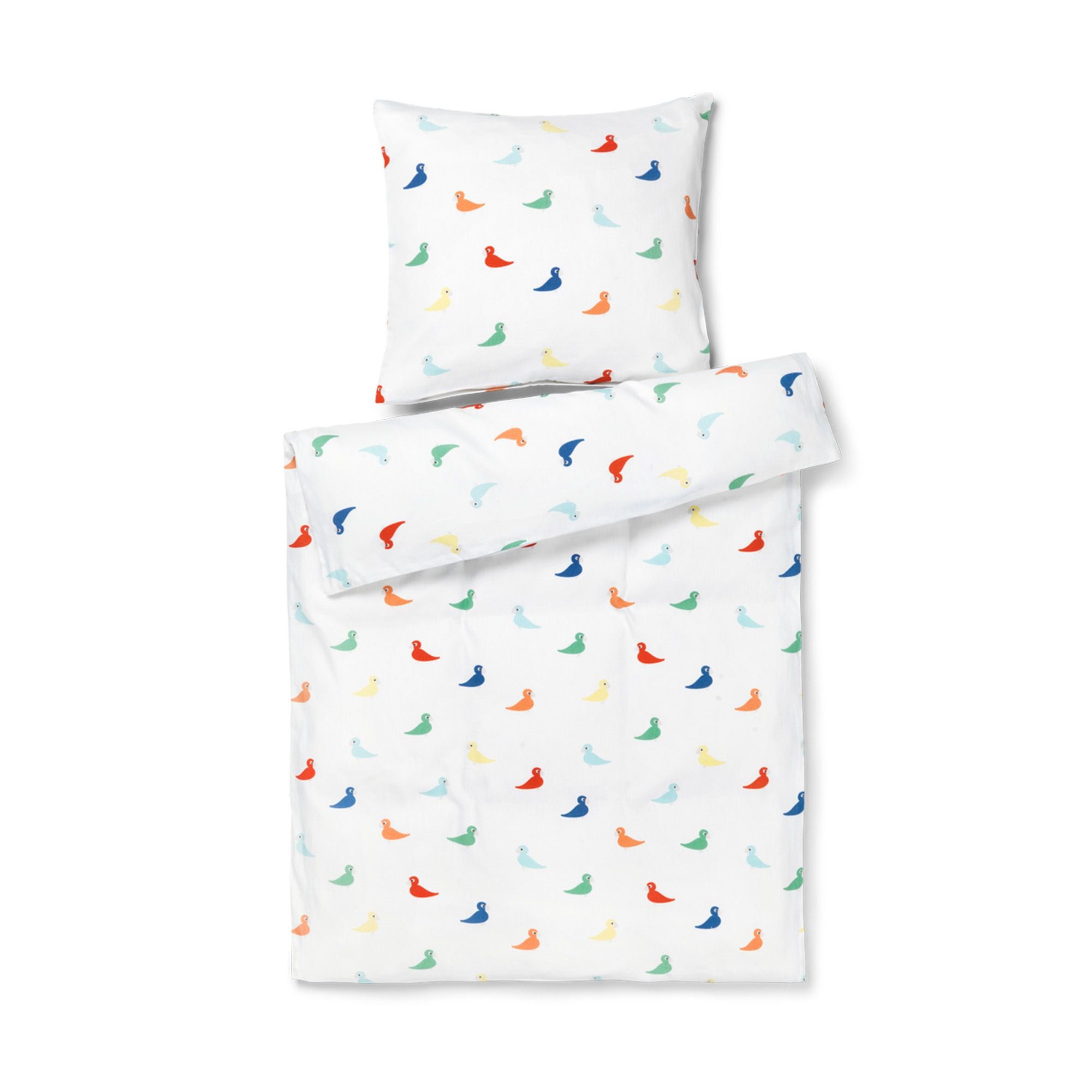 Kay Bojesen sengetøj - 100% økologisk bomuldssatin - Junior sengetøj 100x140 cm - Sangfugl Hvid billede