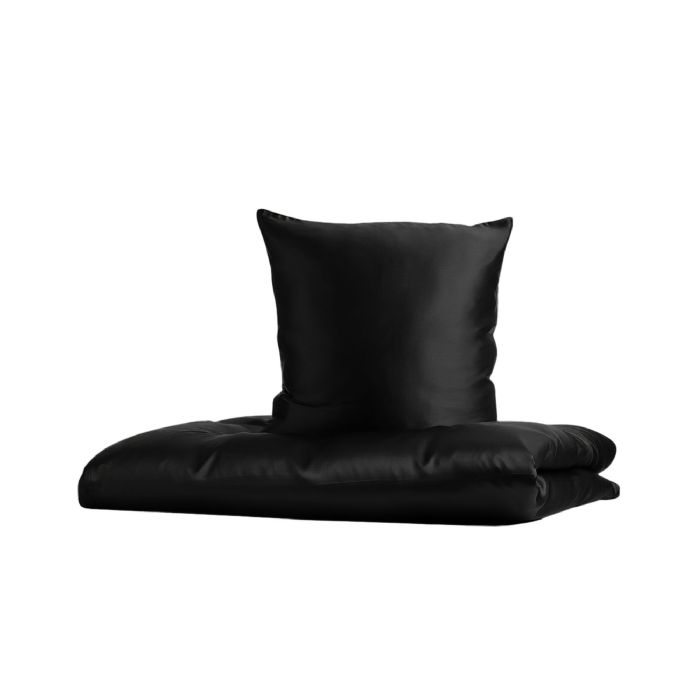 Silke sengetøj 200x200 cm - Ensfarvet sort sengetøj til dobbeltdyne - 100% Silke - Butterfly Silk