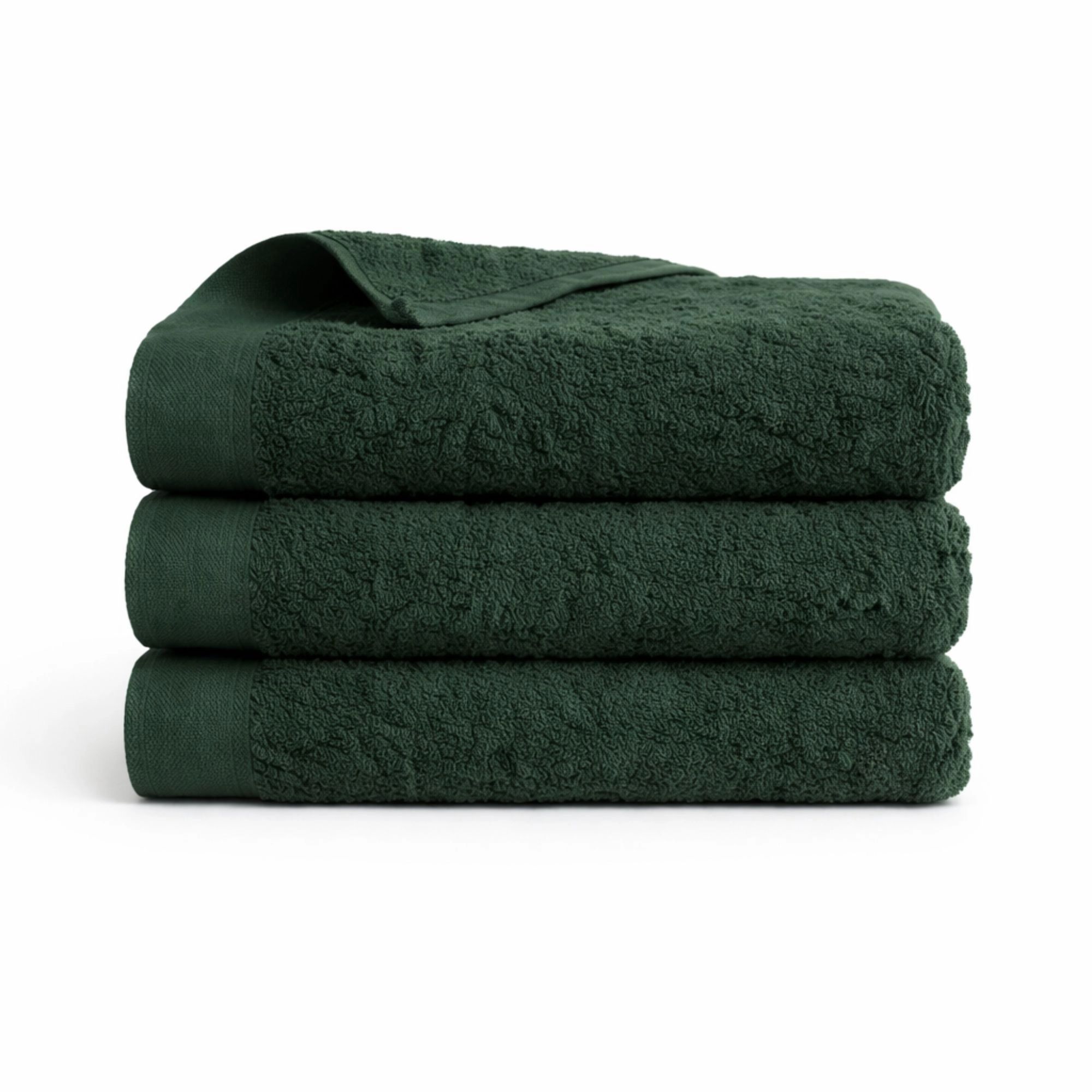 Bomulds håndklæde - 100% bomuld - Gæstehåndklæde 40x60 cm - Valmue - Mørkegrøn billede