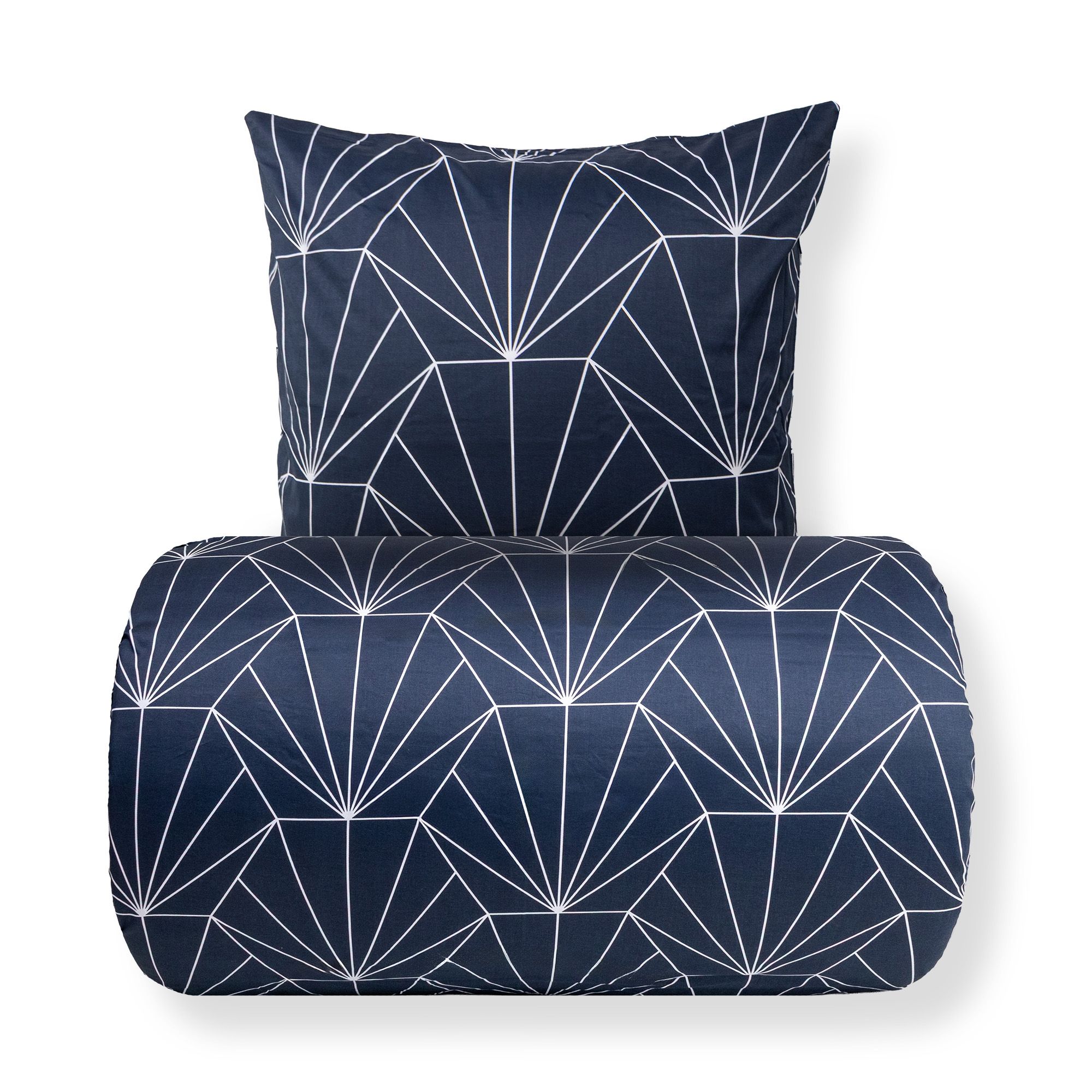 Sengetøj - Bomuldssatin - Vendbart blåt Hexagon print