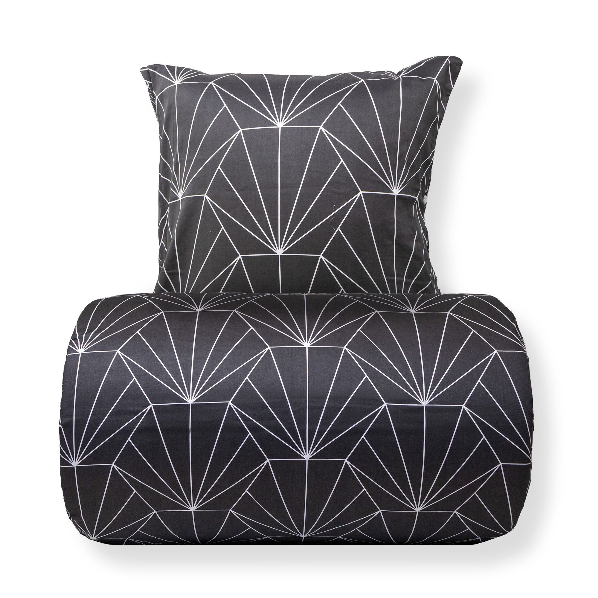 Sengetøj - Bomuldssatin - Vendbart gråt Hexagon print