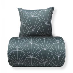 Sengetøj - Bomuldssatin - Vendbart støvet grønt Hexagon print