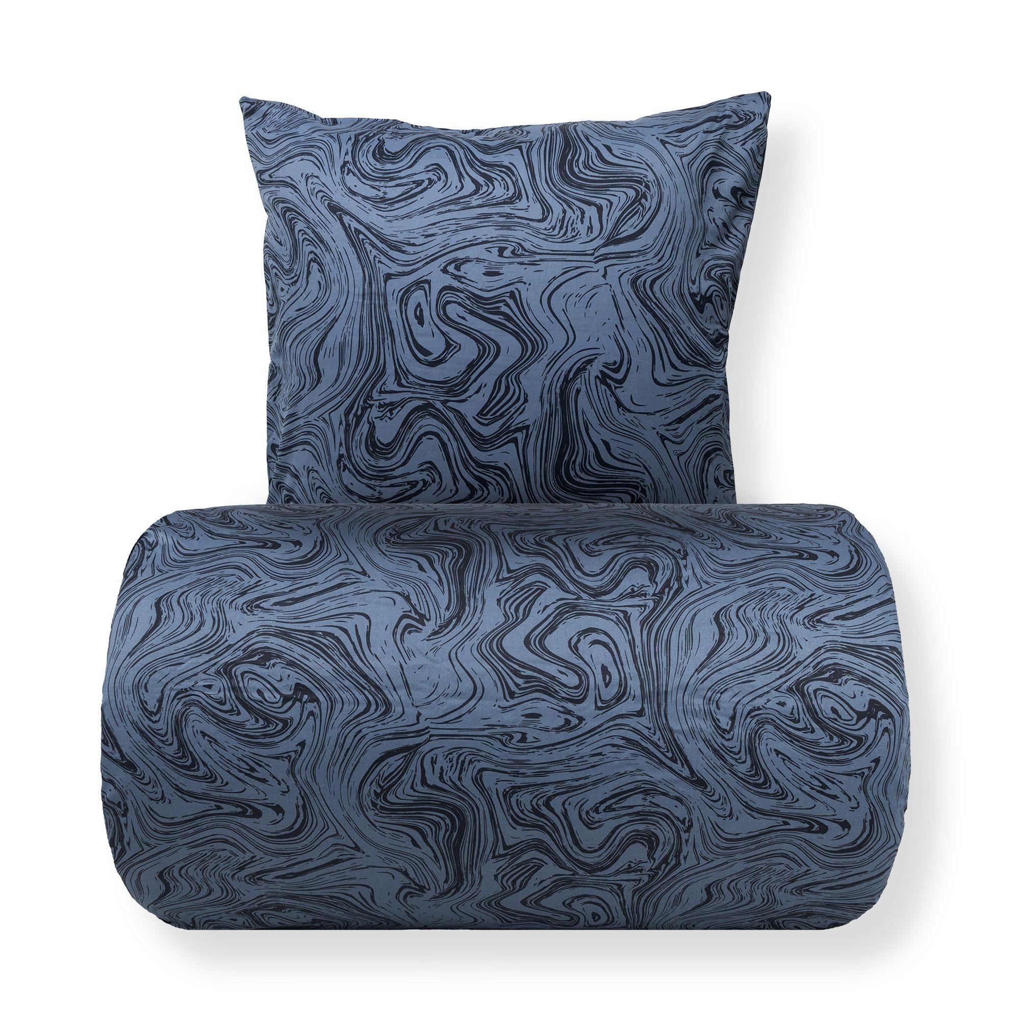 Sengetøj - Bomuldssatin - Mørkeblåt marble print