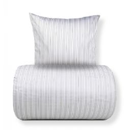 Sengetøj - Bomuldssatin - Gråt stribet print