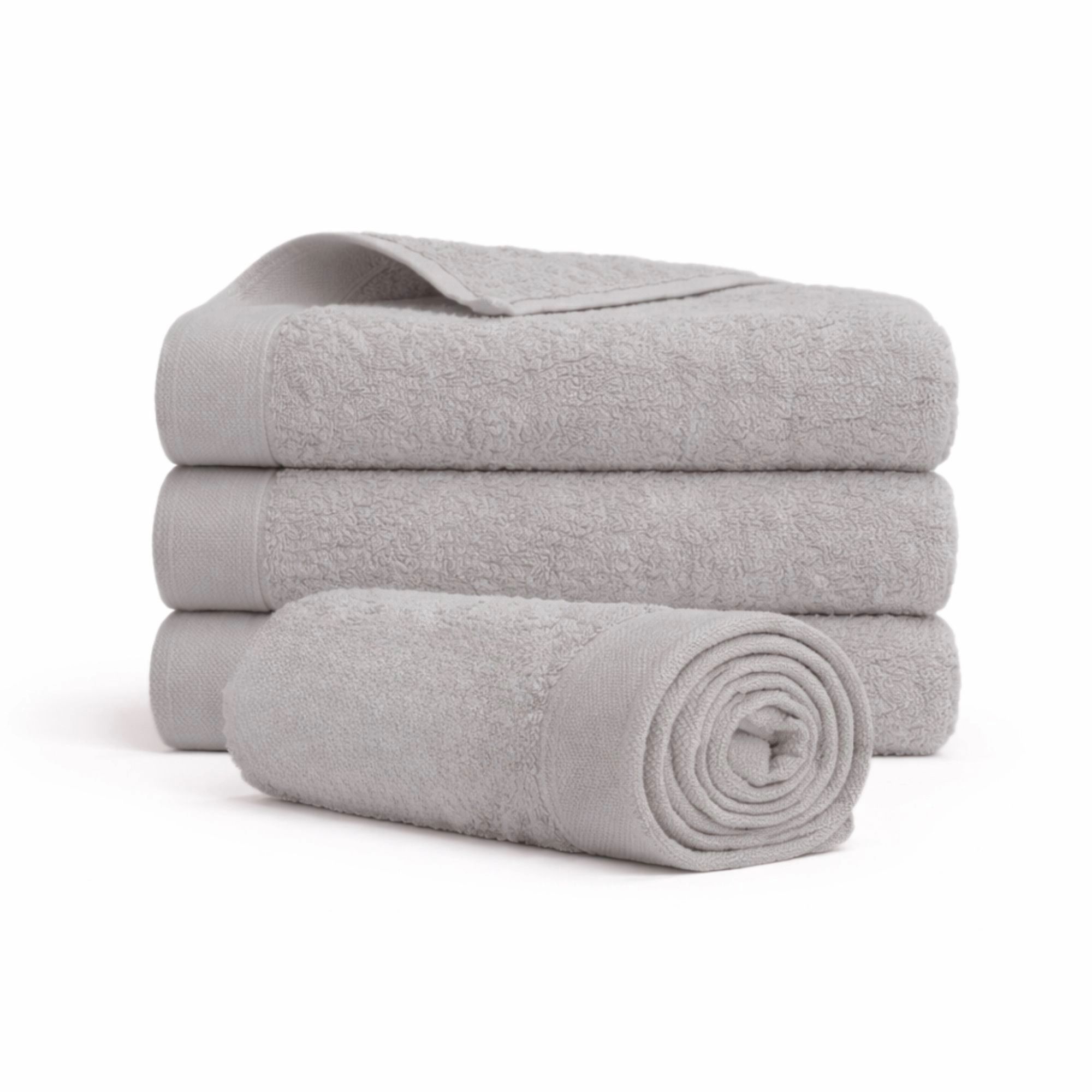 Bomulds håndklæde - 100% bomuld - 50x100 cm - Valmue - Lysegrå billede