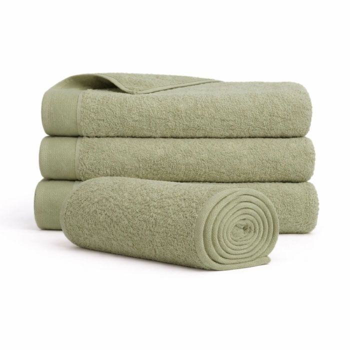 Bomulds håndklæde - 100% bomuld - 50x100 cm - Valmue - Lysegrøn