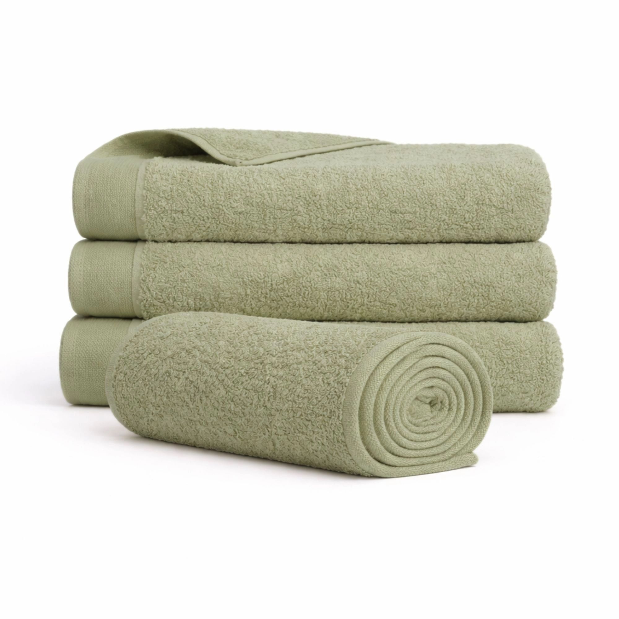 Bomulds håndklæde - 100% bomuld - 50x100 cm - Valmue - Lysegrøn billede