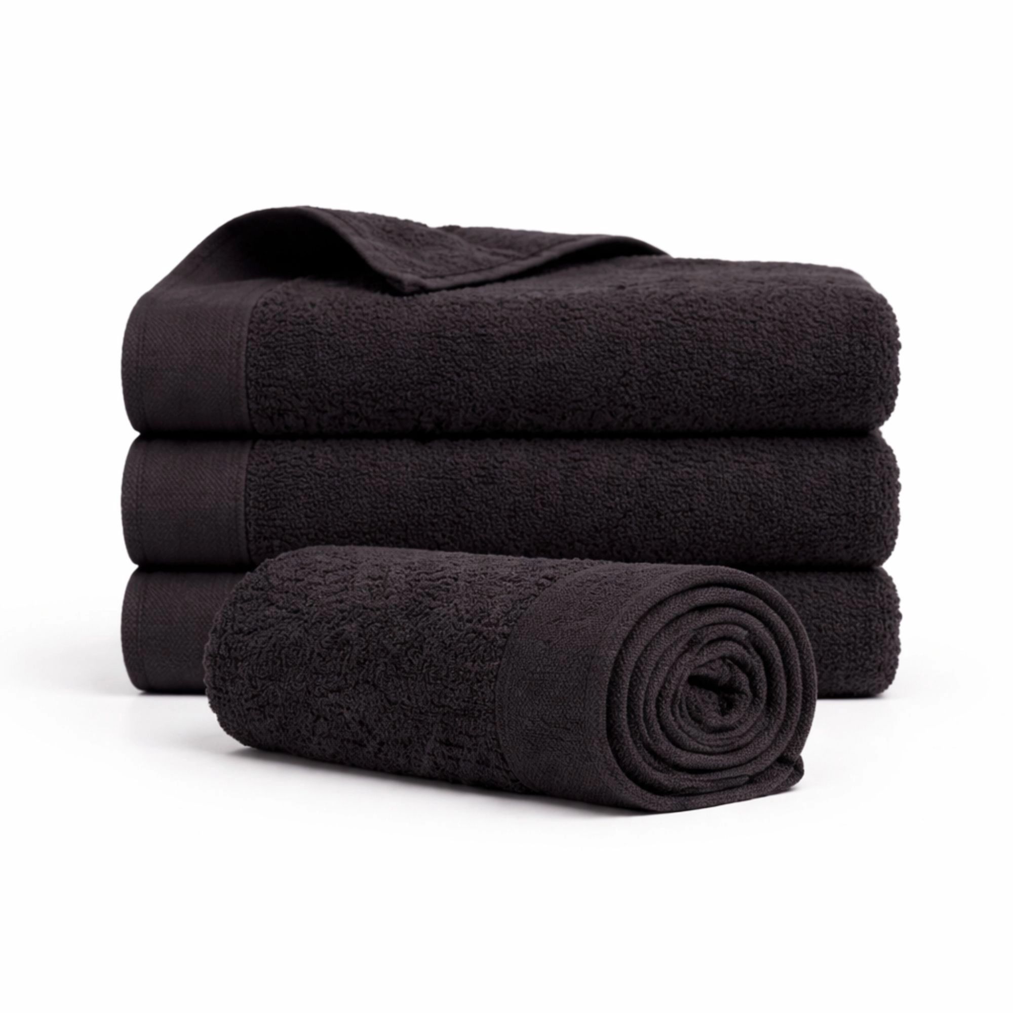 Bomulds håndklæde - 100% bomuld - 50x100 cm - Valmue - Sort billede