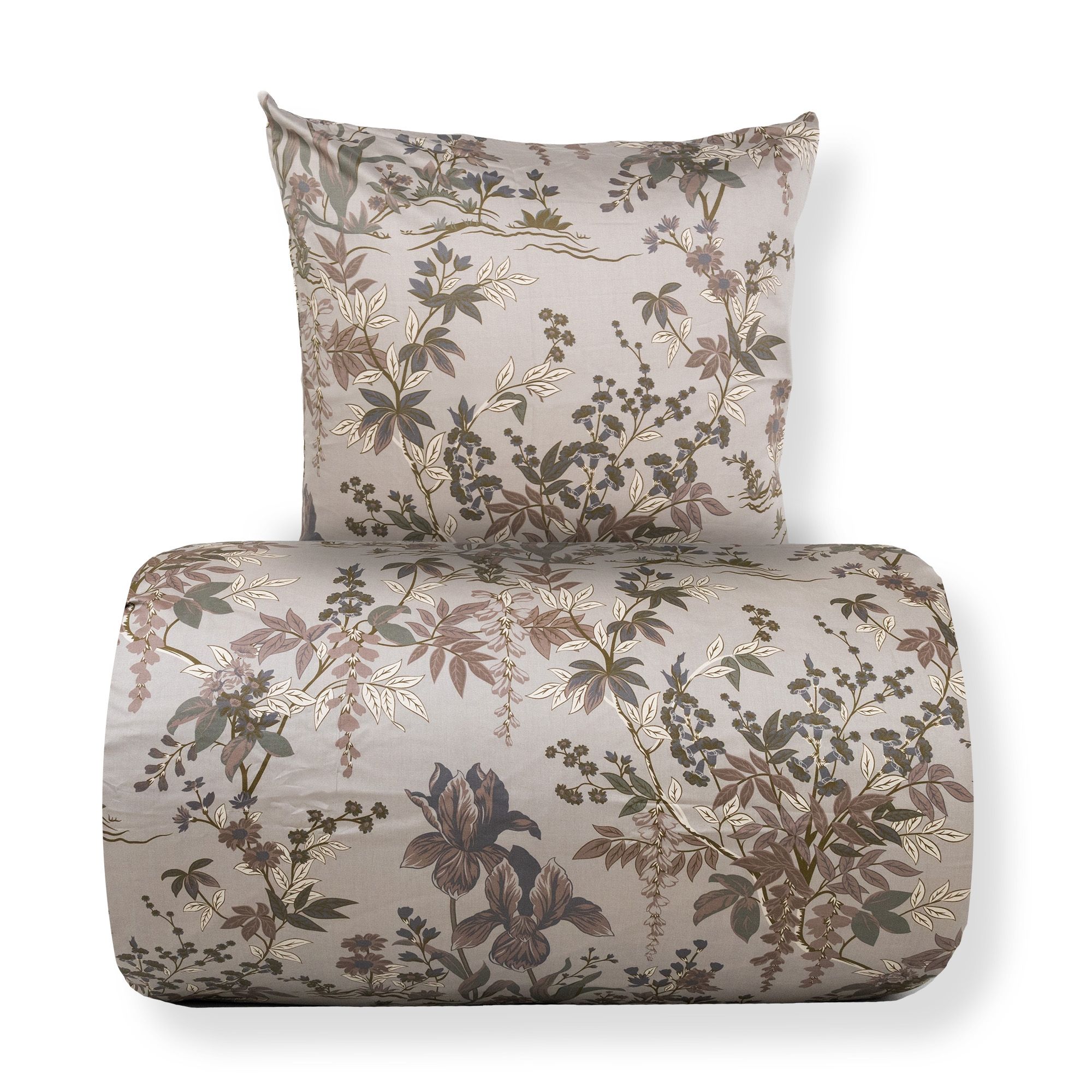 Sengetøj - bomuldssatin - Wildflower - Brunt blomster print