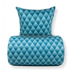 Sengetøj - 100% bomuldssatin - Blåt 3D harlekinmønster