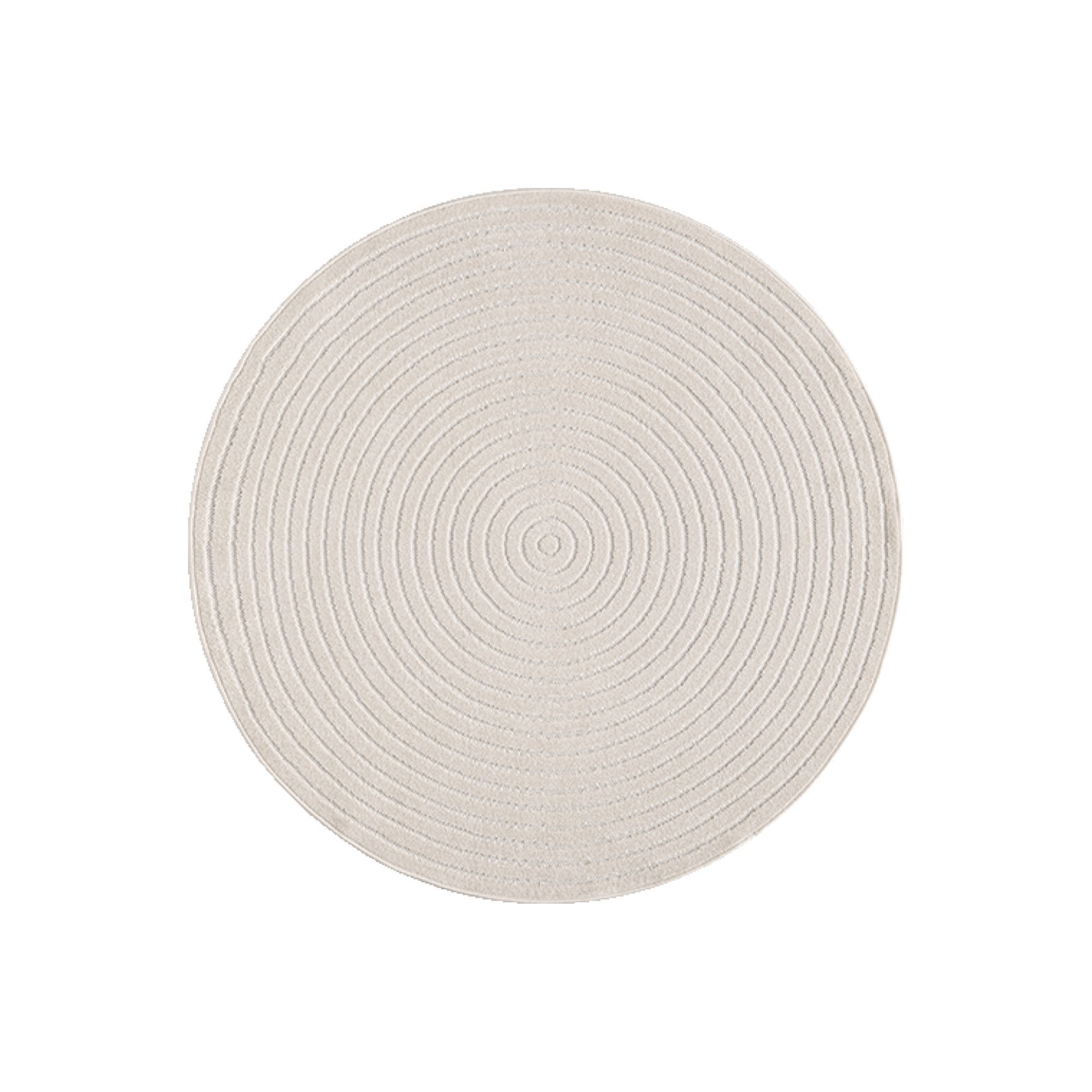 Rundt gulvtæppe - Ø 160 cm - Vævet - Cremefarvet med mønster - Tenerife - Nordstand Home billede