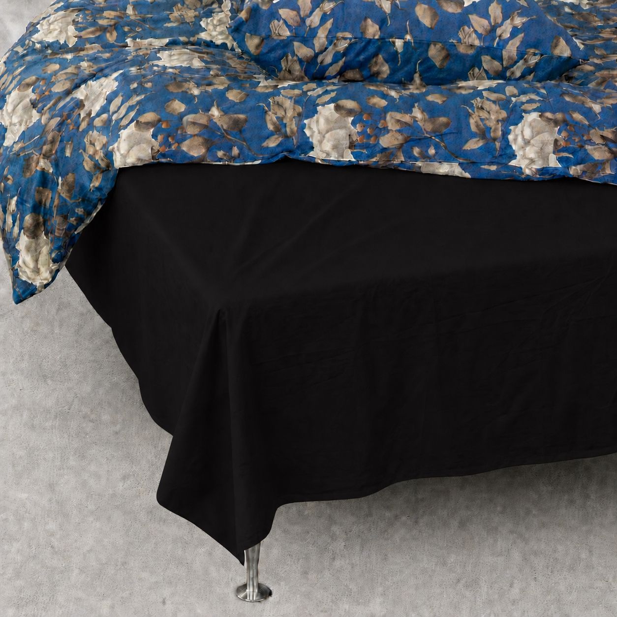 Glat lagen - 240x260 cm - Sort - 100% Bomuldssatin - Fladt lagen billede