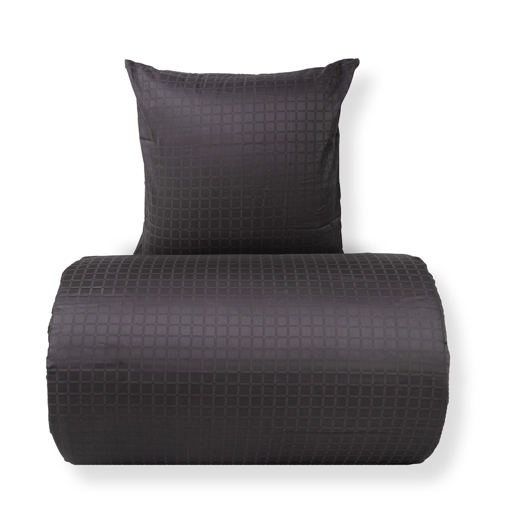 Dobbelt sengetøj 200x220 cm - 100% bomuldssatin - Mørkegrå jacquardvævet - Ensfarvet