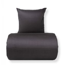 Sengetøj - 100% bomuldssatin - Mørkegrå jacquardvævet - Ensfarvet 