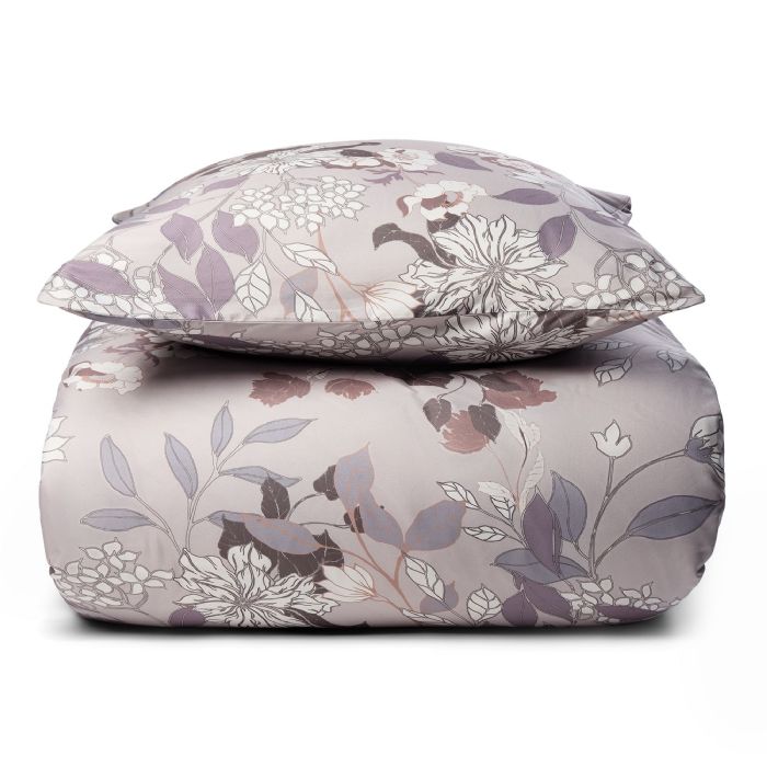 Blomstret sengetøj 140x220 cm - Brunt microfiber sengesæt - IN Style sengelinned