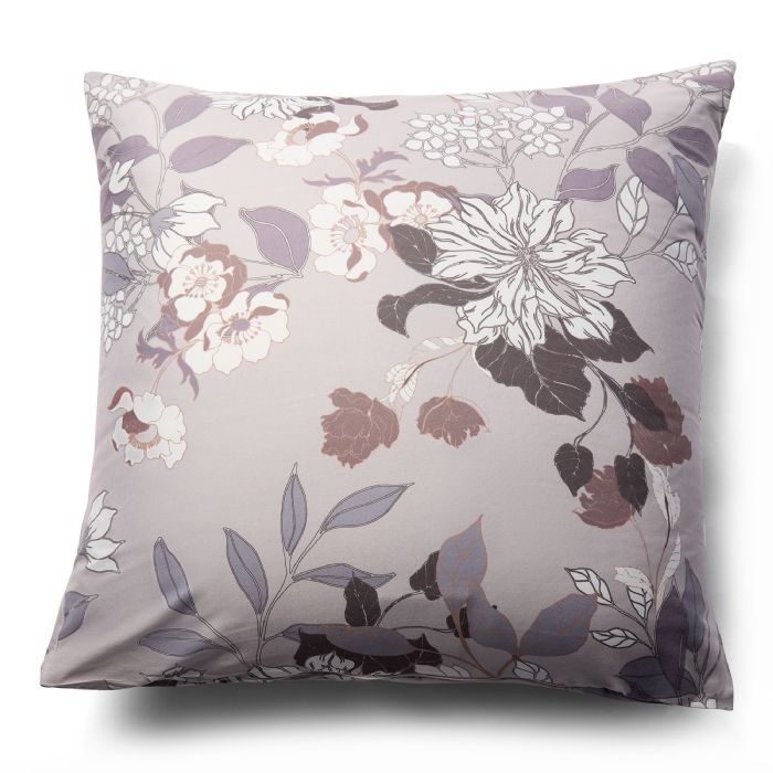 Pudebetræk 60x63 cm - Brunt hovedpudebetræk med blomster - Microfiber pudebetræk - IN Style