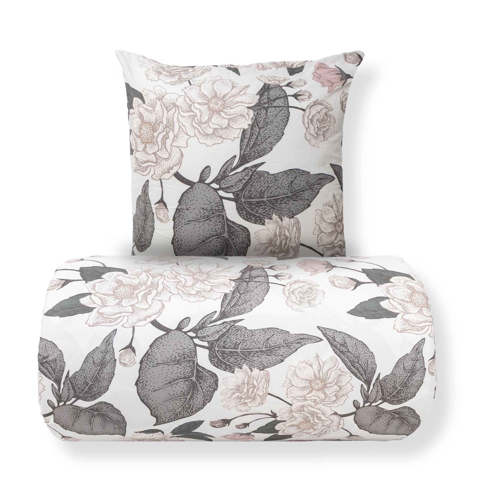 Dobbelt sengetøj 200x200 cm - Microfiber - Beige blomstret print billede