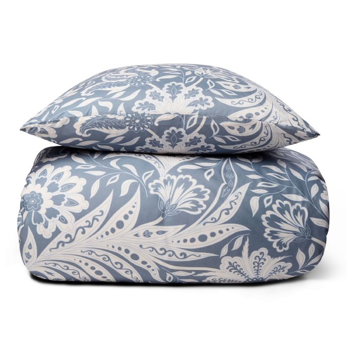Blomstret sengetøj - Blåt microfiber sengesæt 140x200 cm - IN Style sengelinned