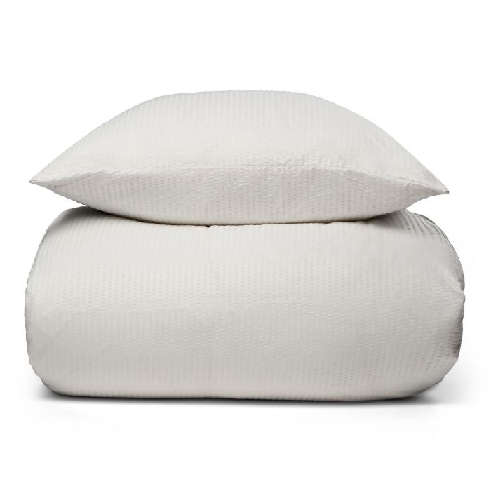 Bæk og Bølge dobbelt sengetøj 200x220 cm - Sengesæt i microfiber - Hvidt krepp sengelinned fra IN Style