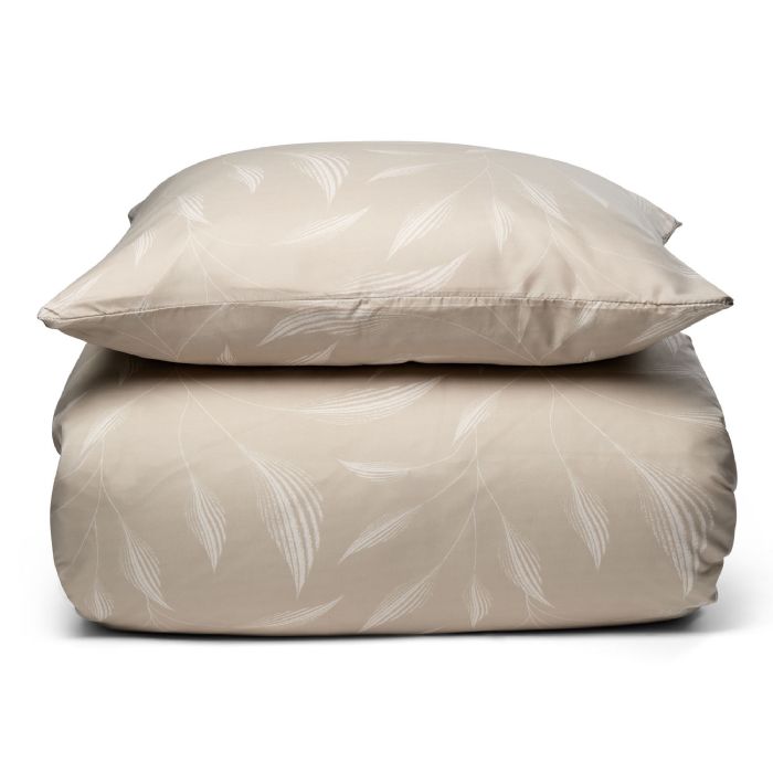 Dobbelt sengetøj 200x200 cm - Beige sengesæt med blade - Microfiber sengelinned - IN Style sengelinned