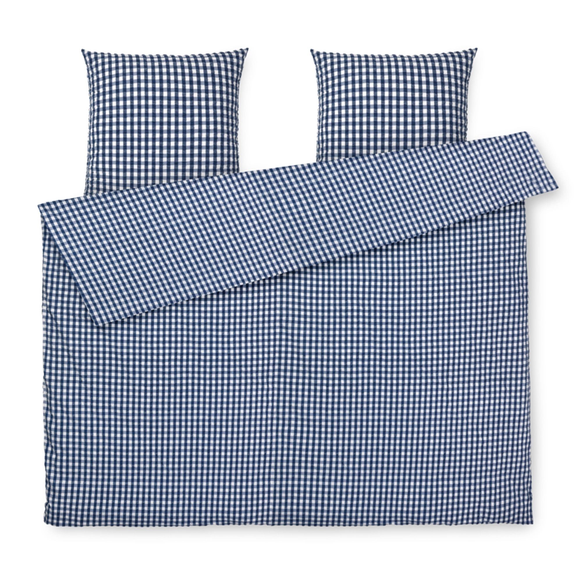 JUNA dobbelt sengetøj 200x220 cm - 100% økologisk bomuld - Bæk&Bølge mørkeblå billede