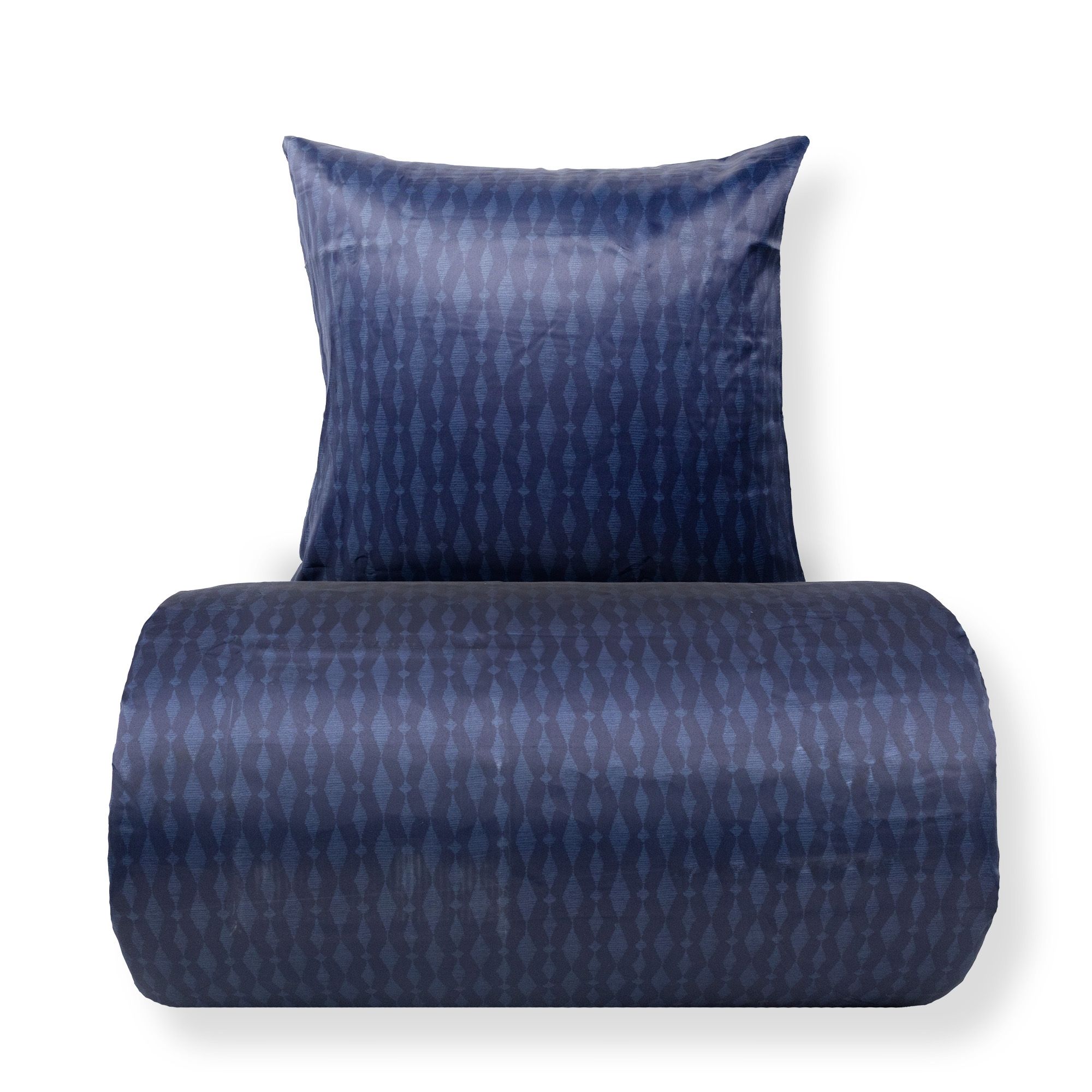 Dobbelt sengetøj 200x220 cm - Satin - Mørkeblåt mønster design