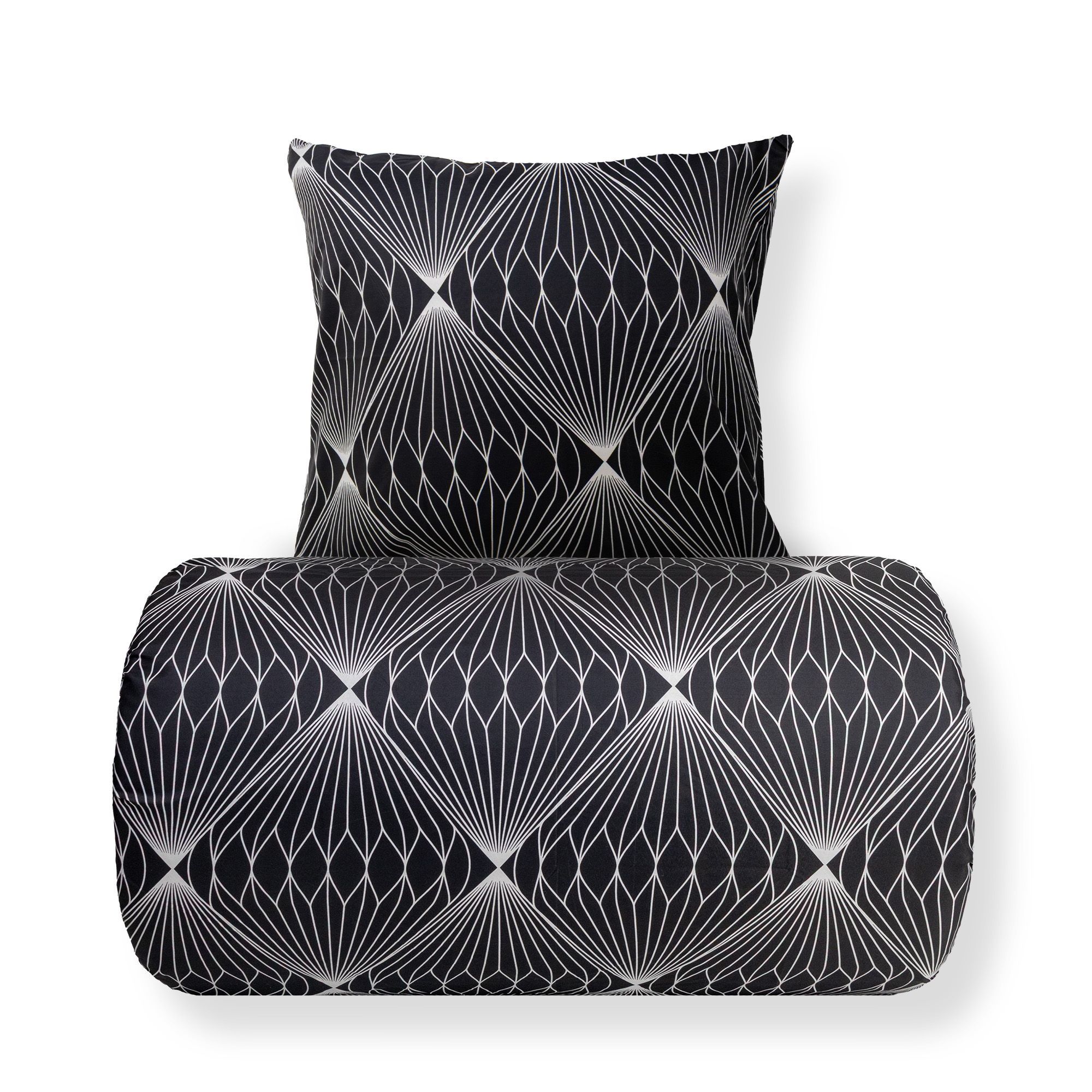 Dobbelt sengetøj 200x220 cm - Microfiber - Sort diamant print