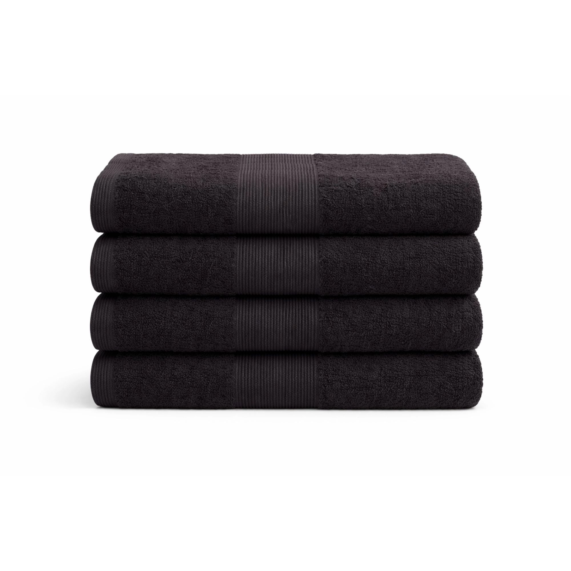 Badehåndklæde - 70x140 cm - Sort - 100% Bomuld - Frottehåndklæde fra By Borg billede