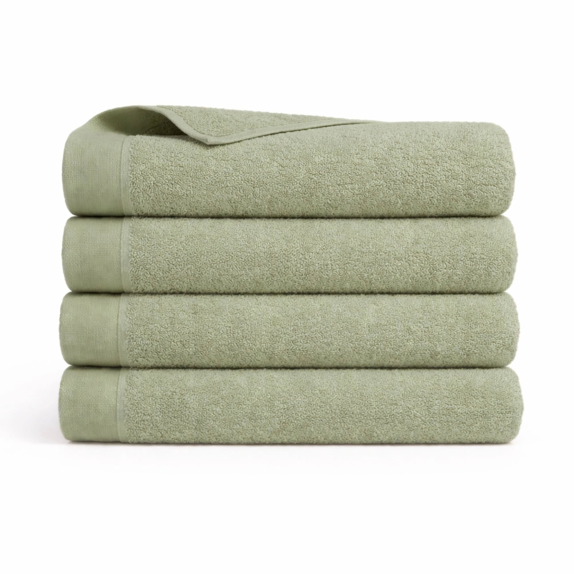 Bomulds håndklæde - 100% bomuld - Badelagen 100x150 cm - Valmue - Lysegrøn