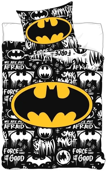 Billede af Batman sengetøj - 140x200 cm - Dynebetræk med 2 i 1 design - 100% bomulds sengesæt hos Shopdyner.dk