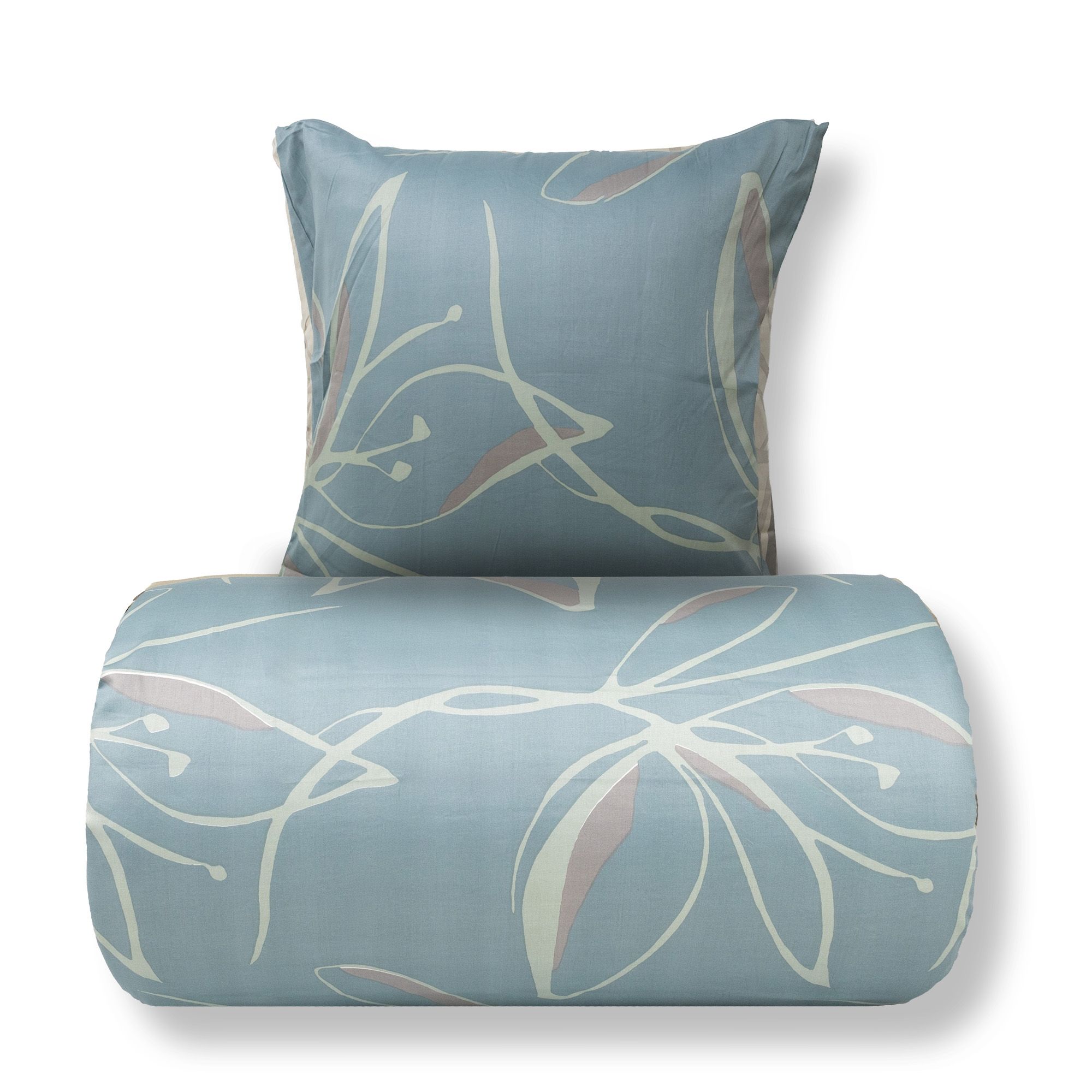 Dobbelt sengetøj 200x220 cm - 100% bomuldssatin - Iris - Grønt blomster print