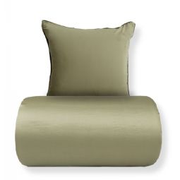 Sengetøj - 100% bomuldssatin - Grøn med mørkegrøn pipingkant