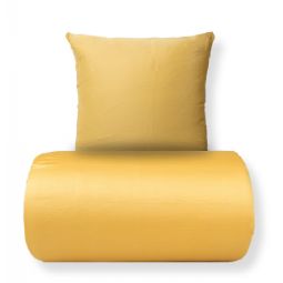 Sengetøj - 100% bomuldssatin - Gul med hvid pipingkant