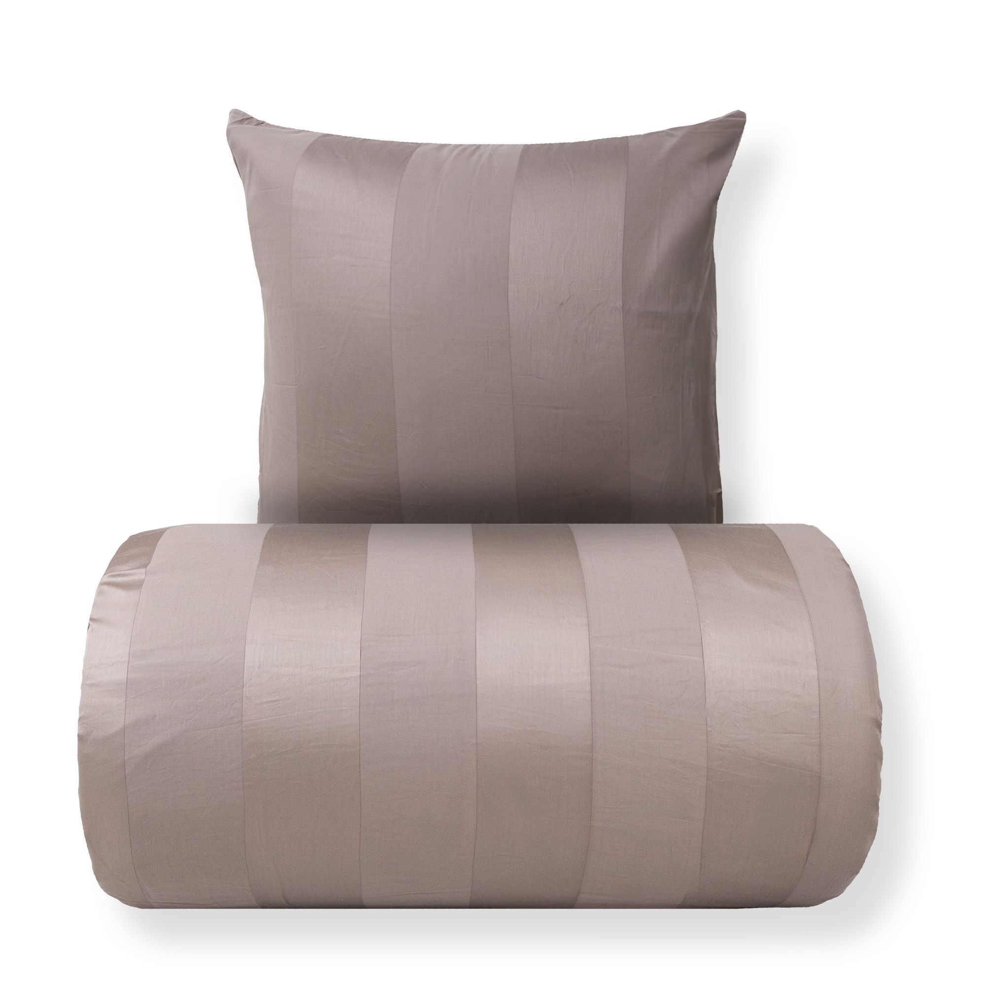 Sengetøj 140x220 cm - 100% bomuldssatin - Karen - Sandfarvet jacquardvævet striber