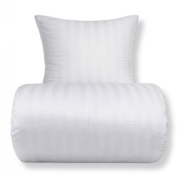 Bambus sengetøj - 100% Naturligt bambus - Hvidt, jacquardvævet sengesæt med striber