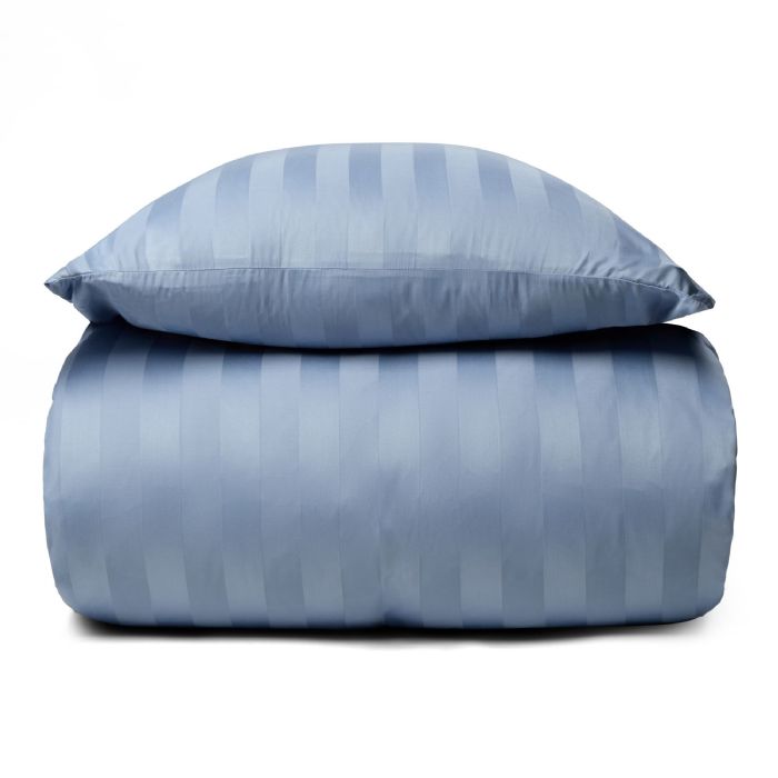 Bambus sengetøj - 140x220 cm - 100% Naturligt bambus - Blåt, jacquardvævet sengesæt med striber