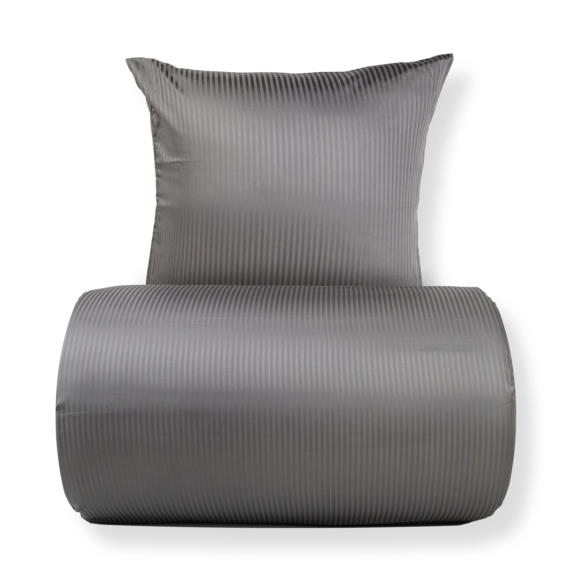 Dobbelt sengetøj 240x220 cm - Egyptisk bomuld - Lysegrå jacquardvævede striber