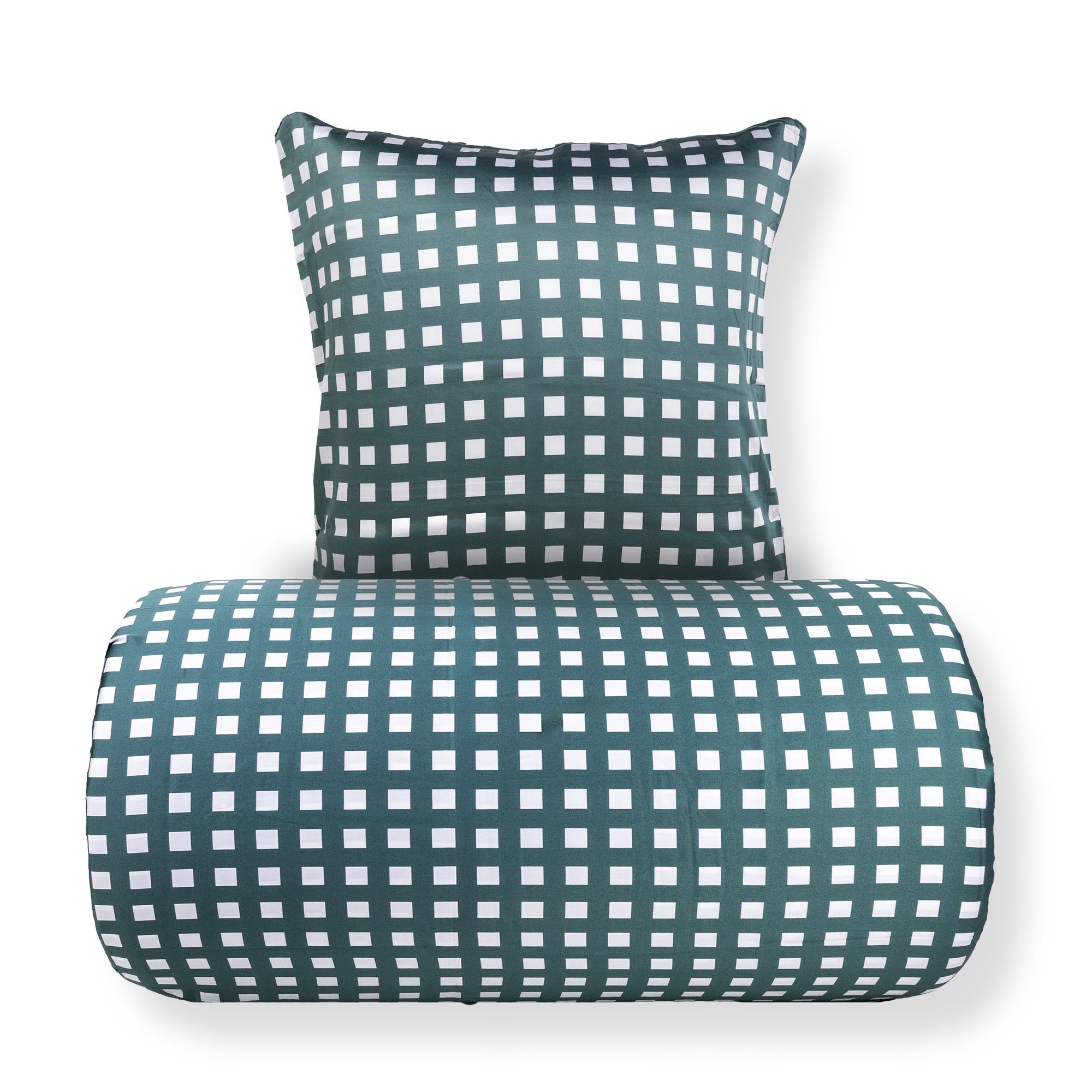 Bambus sengetøj - 100% bambus - Grøn ternet